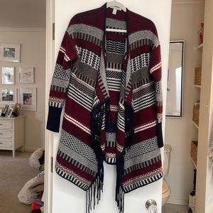 Autumn CASHMERE Cashmere Blend Knit Boho Cascading Open Cardigan Sweater Medium